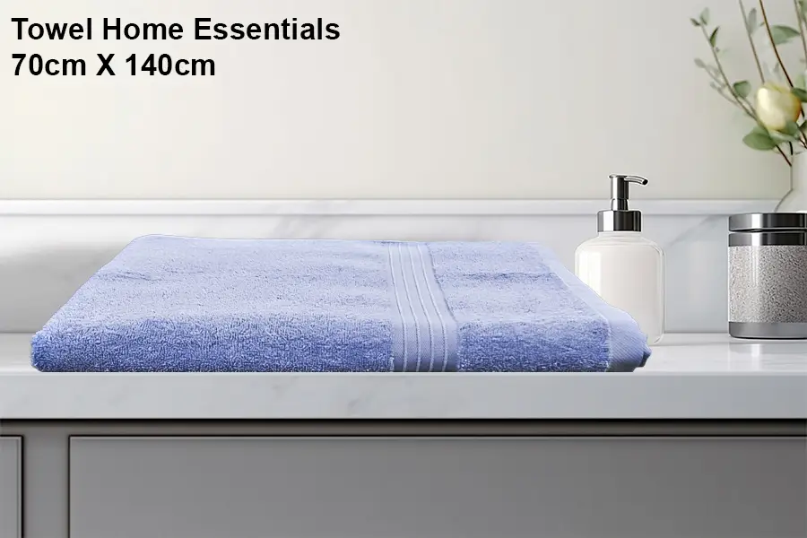 Essential home towel 70x140 cm made of 100% cotton – soft, absorbent, and ideal for daily use, from Albaghlisponge.