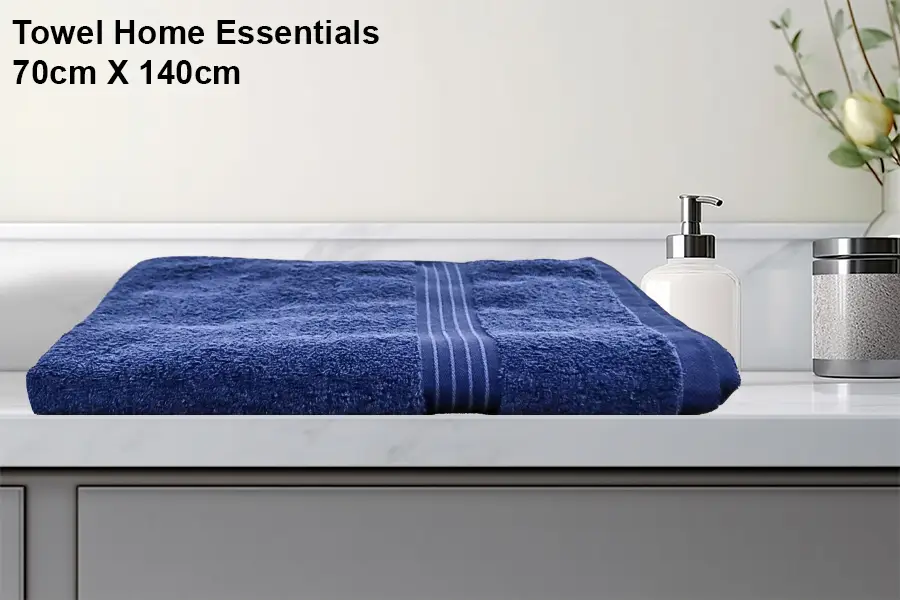 Essential home towel 70x140 cm made of 100% cotton – soft, absorbent, and ideal for daily use, from Albaghlisponge.
