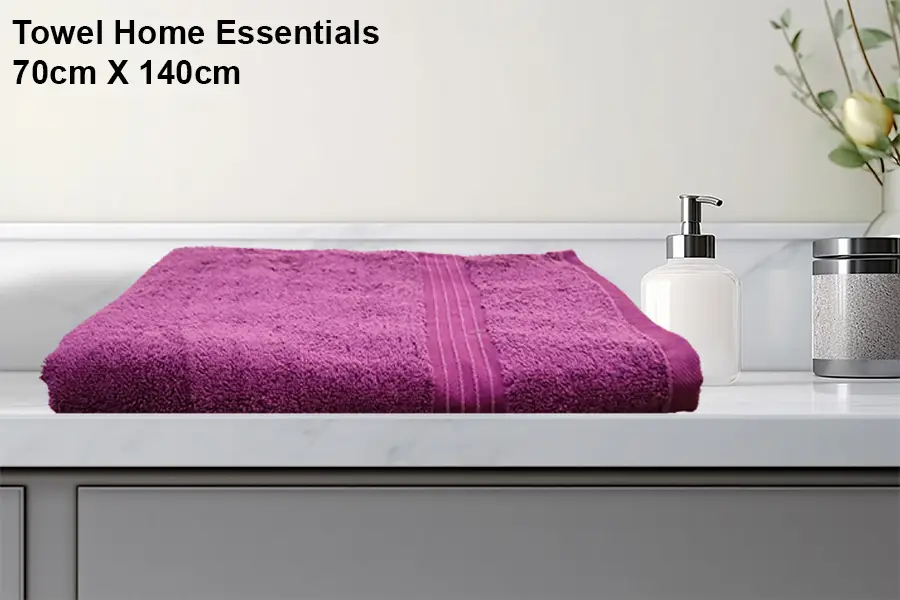 Essential home towel 70x140 cm made of 100% cotton – soft, absorbent, and ideal for daily use, from Albaghlisponge.
