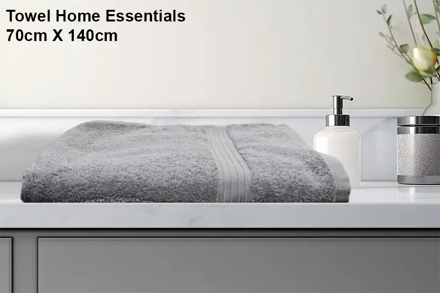 Essential home towel 70x140 cm made of 100% cotton – soft, absorbent, and ideal for daily use, from Albaghlisponge.